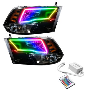 RAM 1500 Headlight Assemblies - ORACLE Lighting - Pre-Assembled w/ColorSHIFT Controller - Black Housing - `09-`17